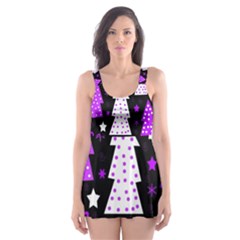 Purple Playful Xmas Skater Dress Swimsuit by Valentinaart