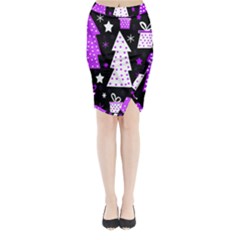 Purple Playful Xmas Midi Wrap Pencil Skirt by Valentinaart