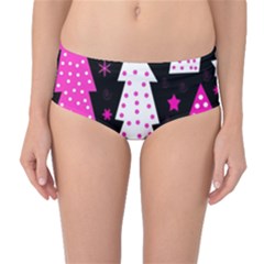 Pink Playful Xmas Mid-waist Bikini Bottoms by Valentinaart