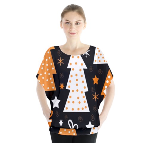 Orange Playful Xmas Blouse by Valentinaart