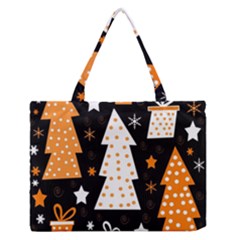 Orange Playful Xmas Medium Zipper Tote Bag by Valentinaart