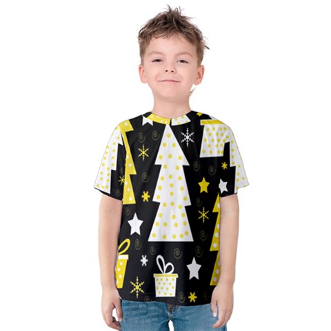 Yellow Playful Xmas Kids  Cotton Tee by Valentinaart