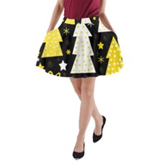 Yellow Playful Xmas A-line Pocket Skirt by Valentinaart