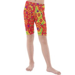 Orange Design Kids  Mid Length Swim Shorts