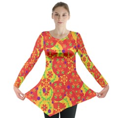 Orange Design Long Sleeve Tunic  by Valentinaart