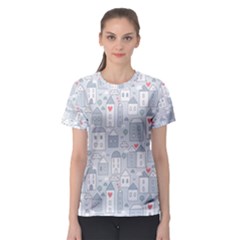 Houses Pattern Women s Sport Mesh Tee