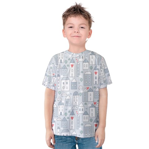 Houses Pattern Kids  Cotton Tee by kostolom3000shop