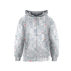 Houses Pattern Kids  Zipper Hoodie