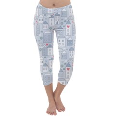 Houses Pattern Capri Winter Leggings 