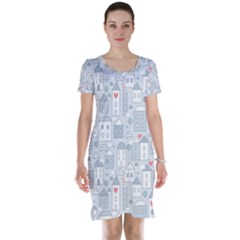 Houses Pattern Short Sleeve Nightdress