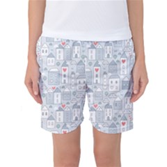 Houses Pattern Women s Basketball Shorts by kostolom3000shop