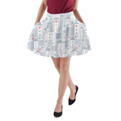 Houses Pattern A-line Pocket Skirt by kostolom3000shop