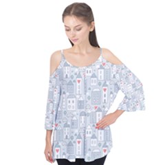 Houses Pattern Flutter Tees