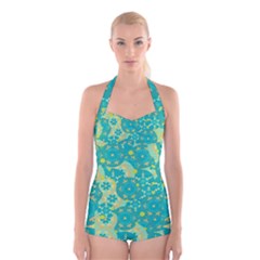 Cyan design Boyleg Halter Swimsuit 