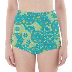 Cyan design High-Waisted Bikini Bottoms