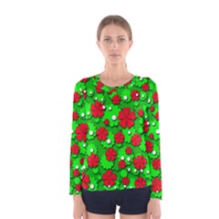 Xmas Flowers Women s Long Sleeve Tee