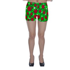 Xmas Flowers Skinny Shorts by Valentinaart