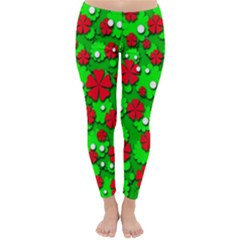 Xmas Flowers Classic Winter Leggings by Valentinaart