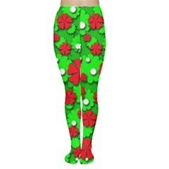 Xmas Flowers Women s Tights by Valentinaart