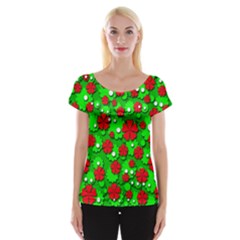 Xmas Flowers Women s Cap Sleeve Top by Valentinaart