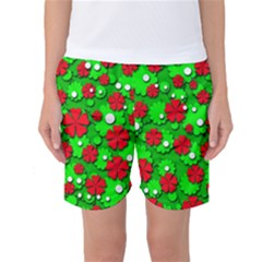 Xmas Flowers Women s Basketball Shorts by Valentinaart