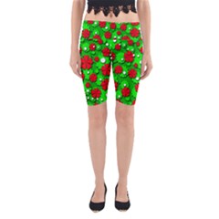 Xmas Flowers Yoga Cropped Leggings by Valentinaart