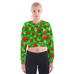 Xmas Flowers Women s Cropped Sweatshirt