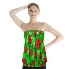 Xmas Flowers Strapless Top by Valentinaart