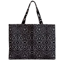 Black And White Tribal Pattern Zipper Mini Tote Bag by dflcprints