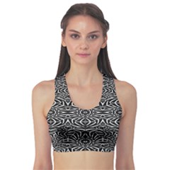 Black And White Tribal Pattern Sports Bra