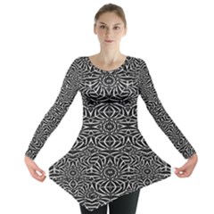 Black And White Tribal Pattern Long Sleeve Tunic 