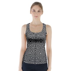 Black And White Tribal Pattern Racer Back Sports Top by dflcprintsclothing