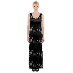 Black Elegant  Xmas Design Maxi Thigh Split Dress by Valentinaart