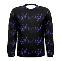 Xmas Elegant Blue Snowflakes Men s Long Sleeve Tee