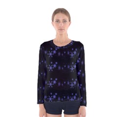 Xmas Elegant Blue Snowflakes Women s Long Sleeve Tee