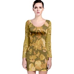 Autumn Leaves 3 Long Sleeve Velvet Bodycon Dress