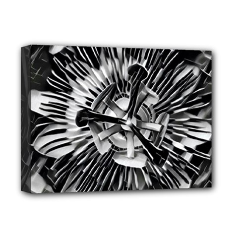 Black And White Passion Flower Passiflora  Deluxe Canvas 16  X 12  