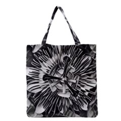 Black And White Passion Flower Passiflora  Grocery Tote Bag