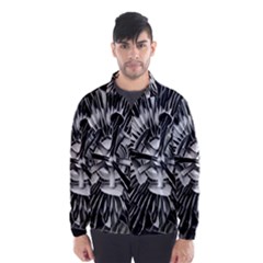 Black And White Passion Flower Passiflora  Wind Breaker (men)