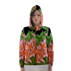 Decorative Flowers Hooded Wind Breaker (women)