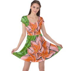 Decorative Flowers Cap Sleeve Dresses