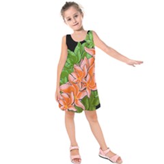 Decorative Flowers Kids  Sleeveless Dress