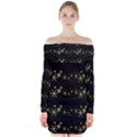 Yellow elegant Xmas snowflakes Long Sleeve Off Shoulder Dress View1