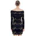 Yellow elegant Xmas snowflakes Long Sleeve Off Shoulder Dress View2