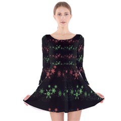 Decorative Xmas Snowflakes Long Sleeve Velvet Skater Dress by Valentinaart