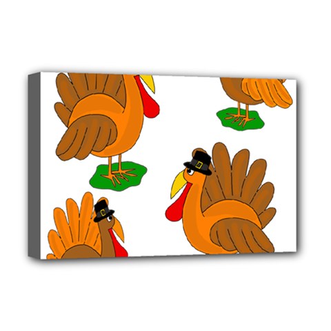 Thanksgiving Turkeys Deluxe Canvas 18  X 12   by Valentinaart