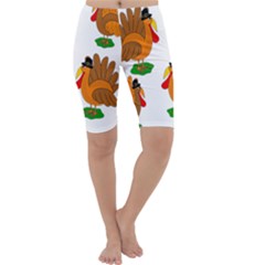 Thanksgiving Turkeys Cropped Leggings  by Valentinaart