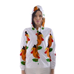 Thanksgiving Turkeys Hooded Wind Breaker (women)