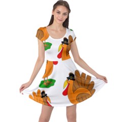 Thanksgiving Turkeys Cap Sleeve Dresses by Valentinaart