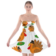 Thanksgiving Turkeys Strapless Bra Top Dress by Valentinaart